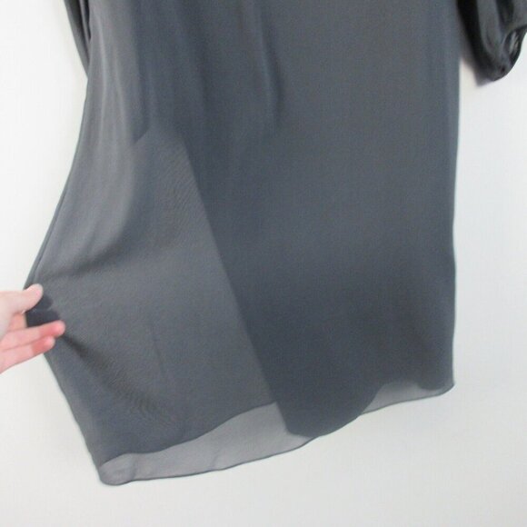 Club Monaco 100% Silk Shift Dress Women 6 Grey 3/4 Sleeve Knee Length Flowy 140 - Picture 8 of 11
